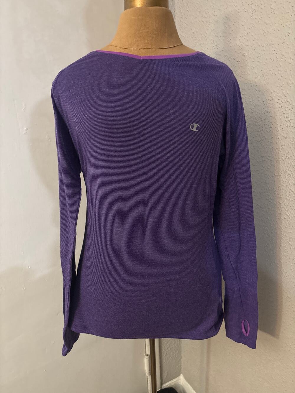 Champion Vapor Purple Crewneck Long Sleeve T-Shirt L Activewear Athleisure Sport